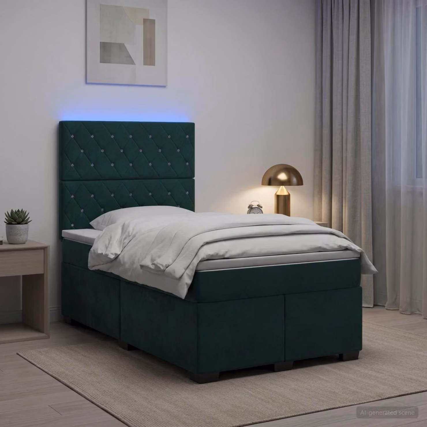 Maison Exclusive - Letto boxspring con materasso verde scuro 120 x 190 cm in velluto