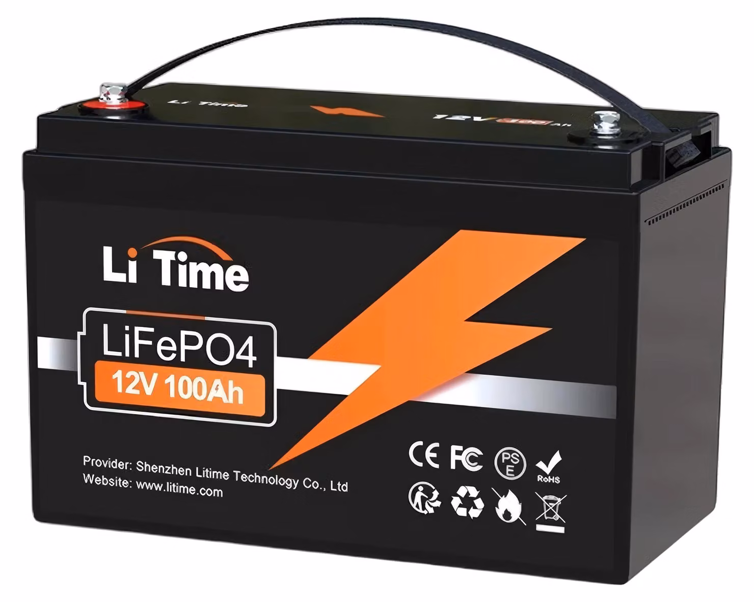 Batterie al litio, 4000 cicli di carica, protezione BMS, colore nero