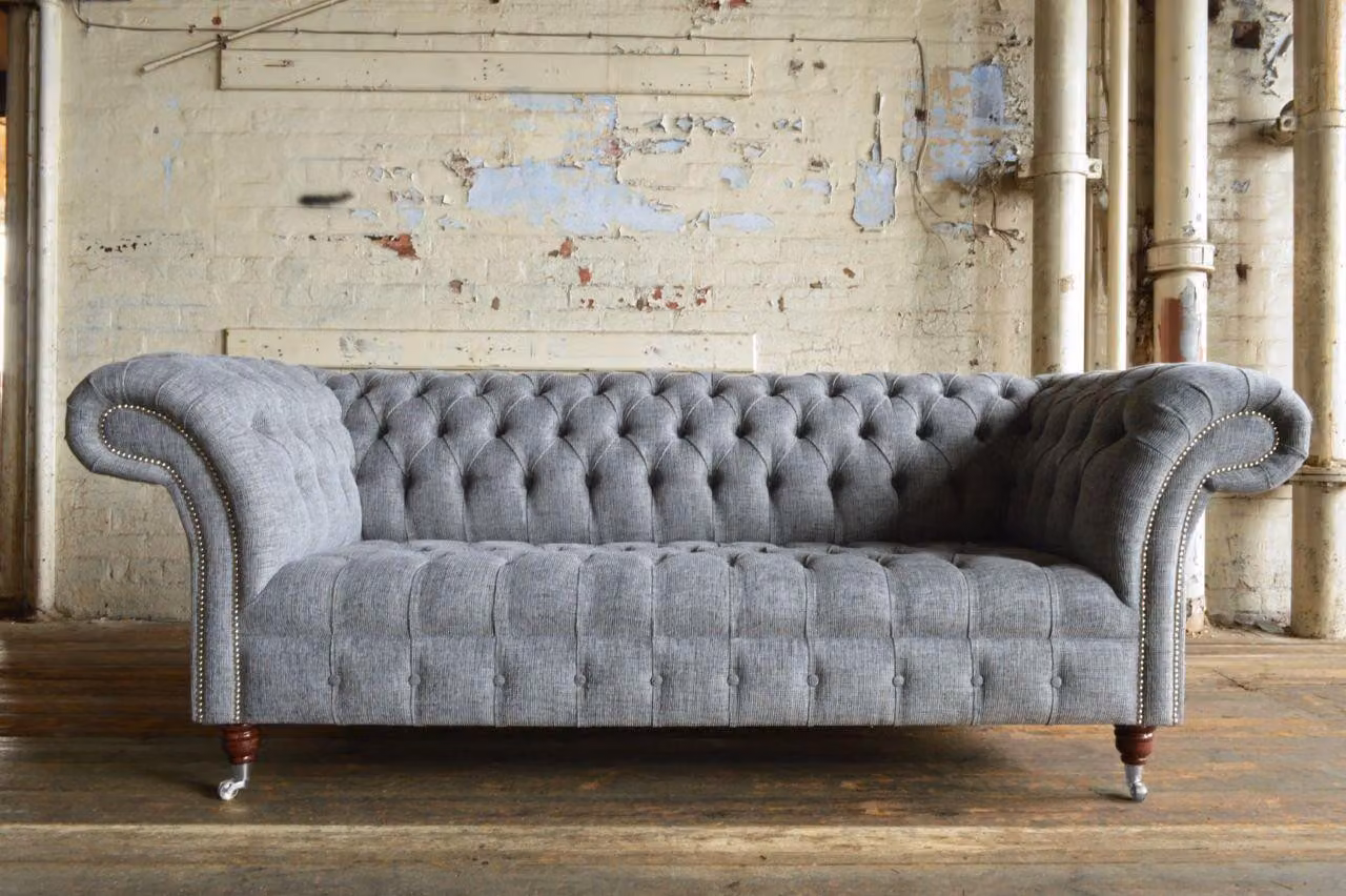 Chesterfield Design Luxus Polster Sofa Couch Sitz Garnitur Leder #192
