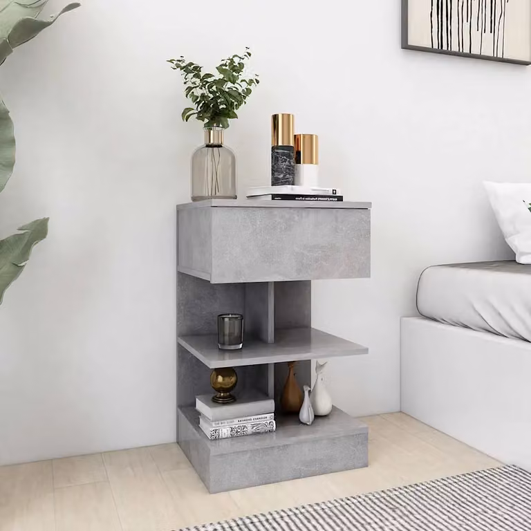 Set di 2 comodini moderni vidaXL in legno MDF grigio opaco L/P/H: 40 x 35 x 65 cm