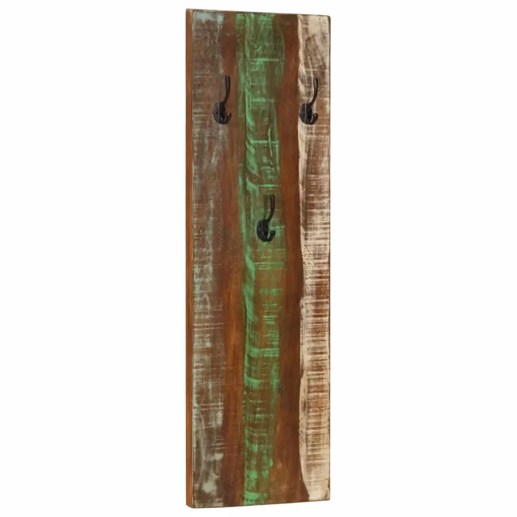Set di 2 Appendiabiti a Parete in Legno Massello di Recupero e Metallo Design Vintage Multicolore L: 36 cm, P: 3 cm, H: 110 cm – 2