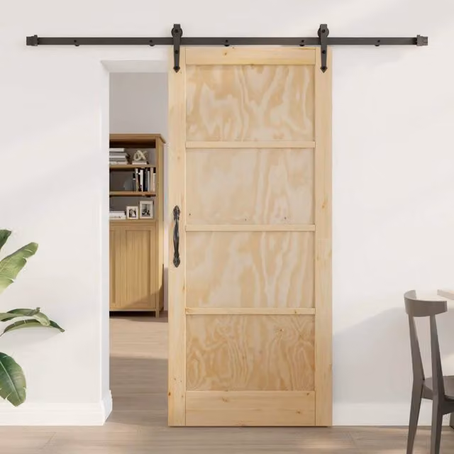 Porta scorrevole moderna vidaXL in legno di pino color marrone e beige L: 86 cm, H: 198,5 cm