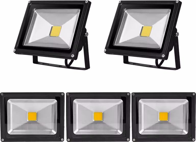 Greenmigo 5x 20W Proiettore LED da giardino, luce bianco freddo, con corpo in alluminio nero, impermeabile IP65, 85-265 V