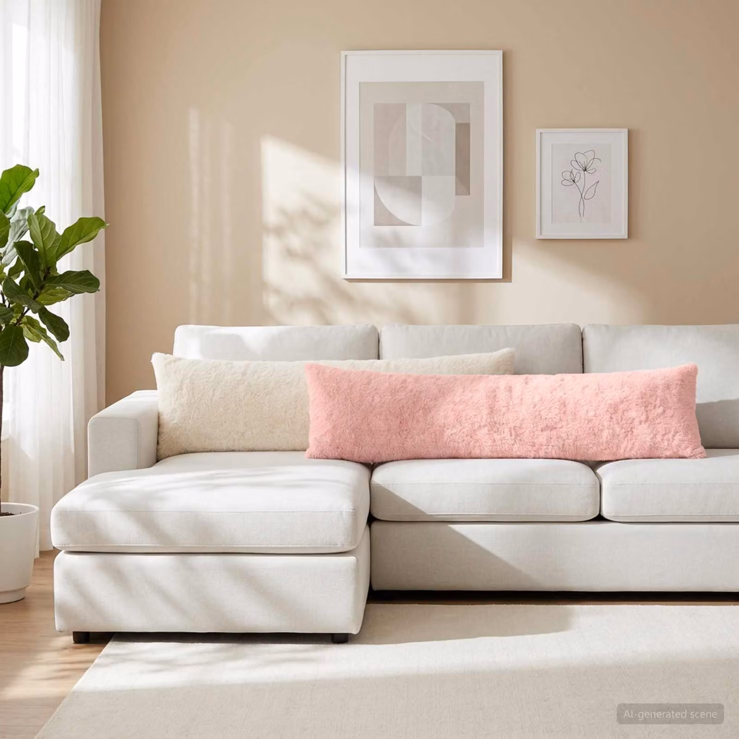 Federa vidaXL HEERLEN Rosa in pelliccia sintetica, L 145 x P 40 cm