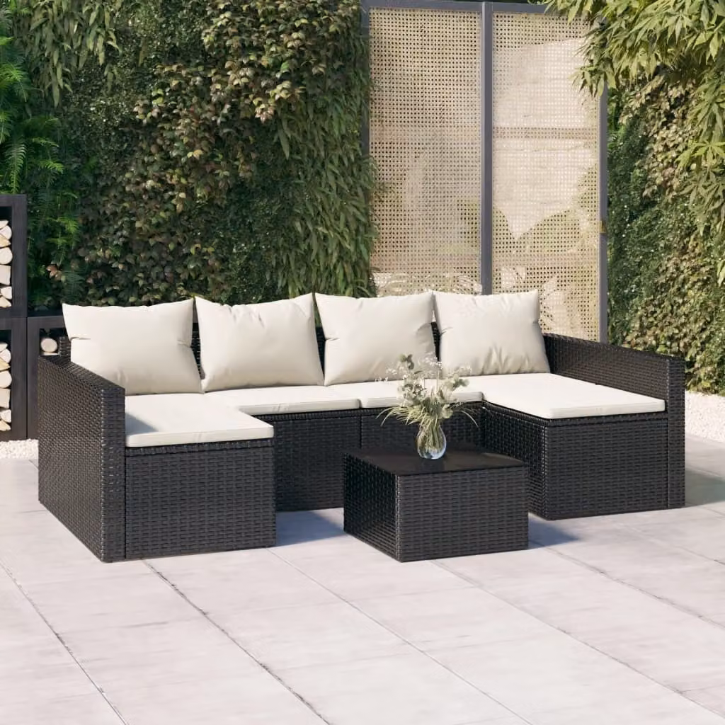 Maison Exclusive - Set da giardino 2 pezzi con cuscini in polyrattan nero