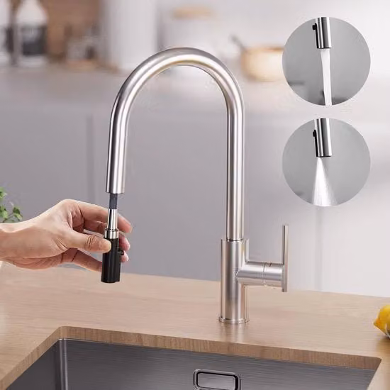 Uscibile Cucinastraente Alta Pressione con Spray a Getto d'Acqua, Cucinamixente Liscio in Acciaio Inossidabile, Cucinamixente a Unico Movimento 360° Rotativo