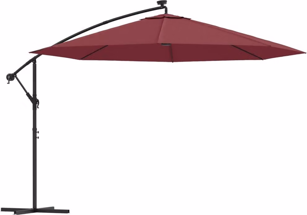Ombrellone a Sbalzo con LED Rosso Bordò 350 cm