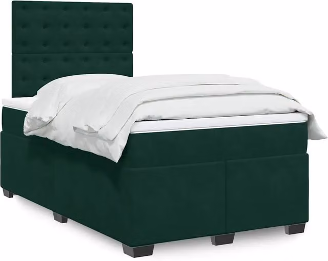 Giroletto a Molle con Materasso Verde Scuro 120x200 cm Velluto 3293197