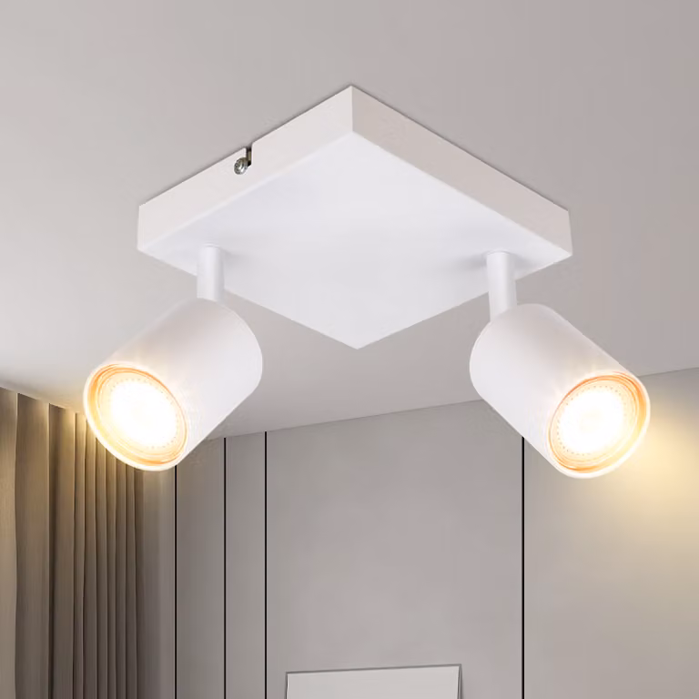 ZMH LED plafoniera bianca 2 fiamme GU10 faretto da soffitto corridoio metallo moderna lampada da corridoio330° faretto angolare orientabile senza lampadina