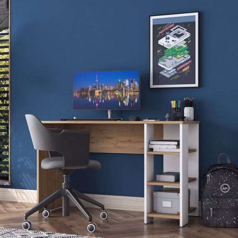 Skye Decor, HA108 - 3425, scrivania, noce, pannello truciolare rivestito al 100% in melamina, 120 x 45 x 73,8 cm