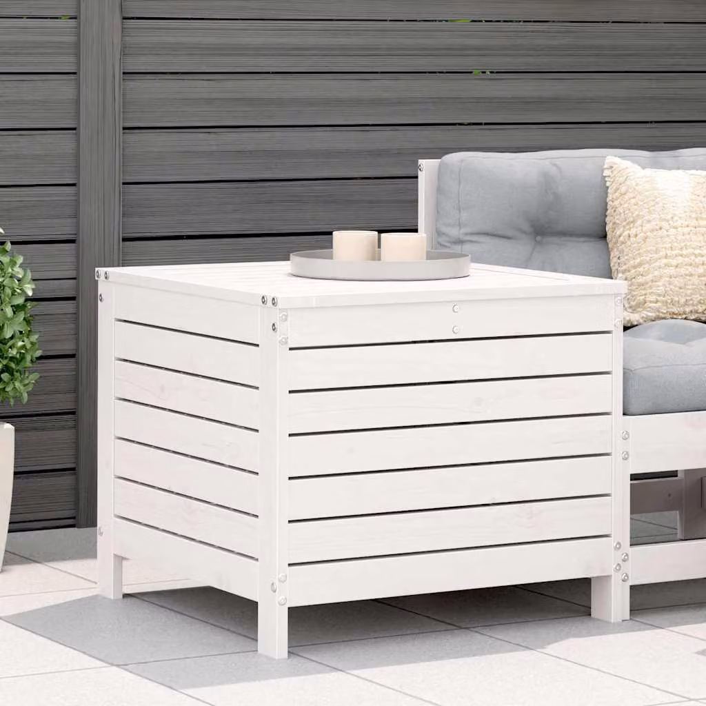 vidaXL Poggiapiedi da Giardino in Legno di Pino Bianco L: 62 cm, P: 63,5 cm, H: 53,5 cm