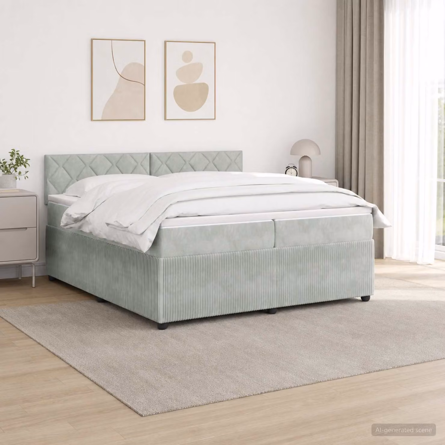 Letto box spring ibrido vidaXL con materasso a molle insacchettate e illuminazione sottostante, Grigio, 200 x 200 cm