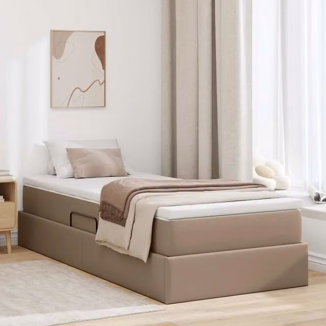 Letto con contenitore e materasso ibrido vidaXL beige L: 90 cm, P: 200 cm, H: 48,5 cm – 1