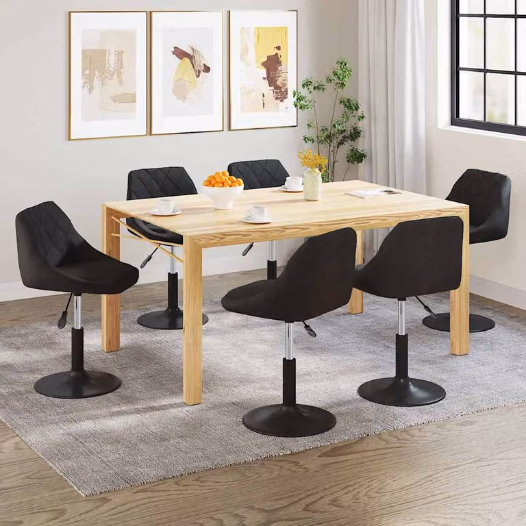Set di 6 sedie da pranzo girevoli vidaXL in velluto nero con design moderno e base in metallo