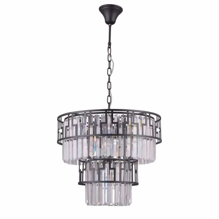FILIP lampadario in cristallo nero glamour PND-43493-7A Italux