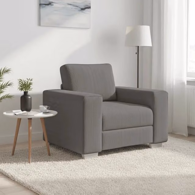 Poltrona Relax Design Mania in Velluto a Coste Grigio con Braccioli