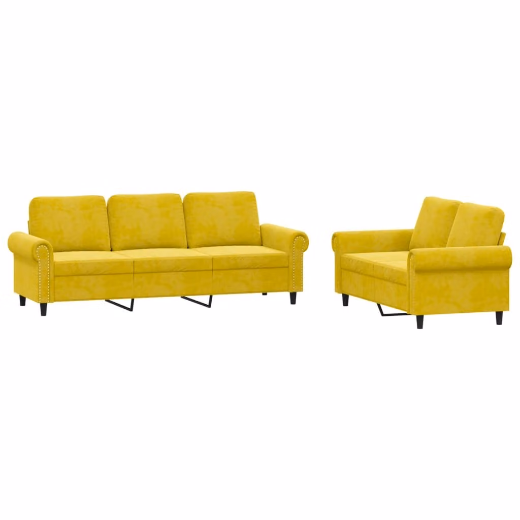 SYFAX™ Set di Divani 2 pz con Cuscini giallo in Velluto