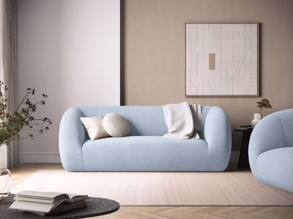 Divano 2 posti Essen di Cosmopolitan Design in bouclé azzurro L 210 x P 86 x H 49 cm – 2