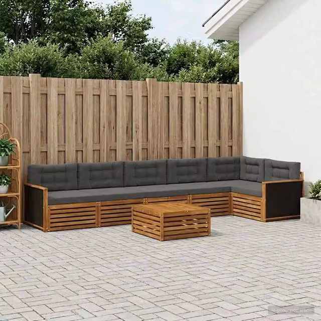 Set di divani da esterno 7 pz Naturale e Antracite Poliestere 3383435