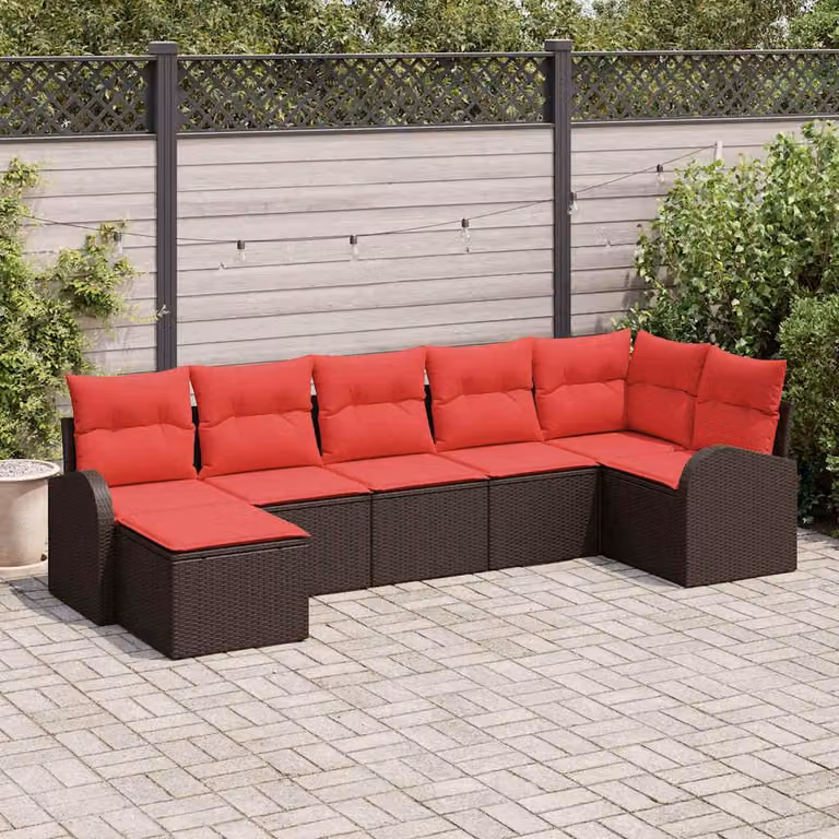 Maison Exclusive - Set da giardino composto da 7 pezzi. Colore: marrone. Materiale: rattan sintetico (poly rattan)