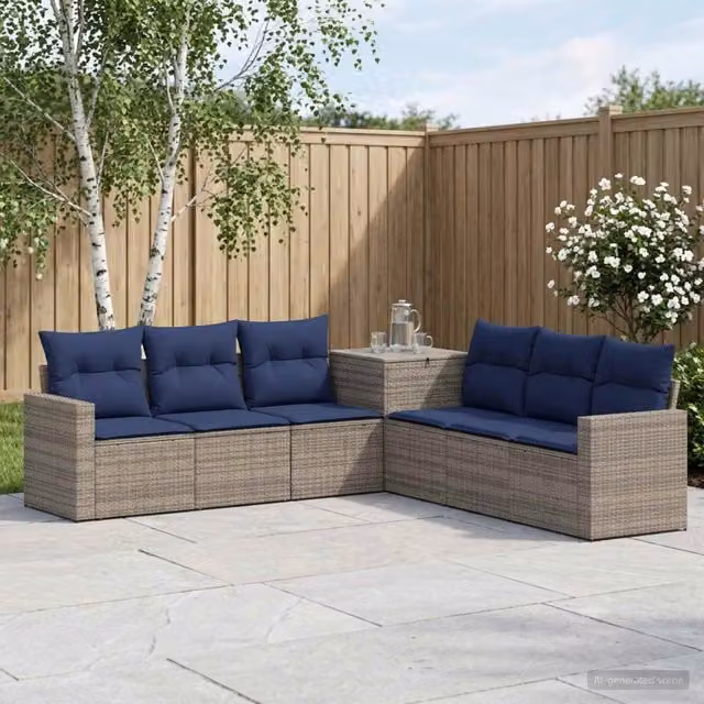 Set di divani 7 pz Grigio e Blu Navy 55 x 55 x 69 cm 3448785