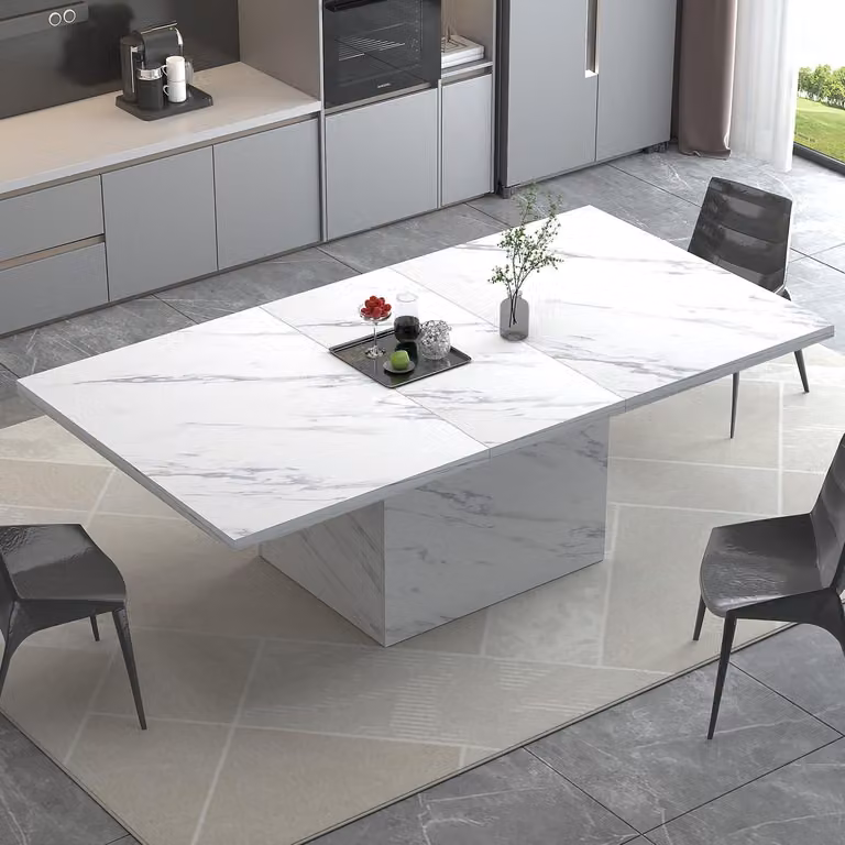 Tavolo da pranzo rettangolare in resina sintetica bianca, dimensioni 200x92x76 cm, per 8-10 persone.