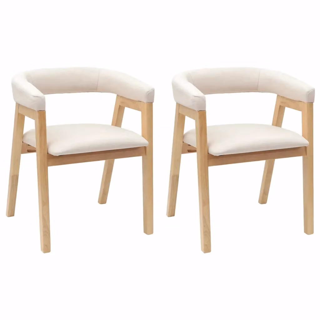 Set di 2 sedie da pranzo vidaXL in legno di gomma naturale per cucina e sala da pranzo L 54 cm x P 57 cm x H 73 cm – 2