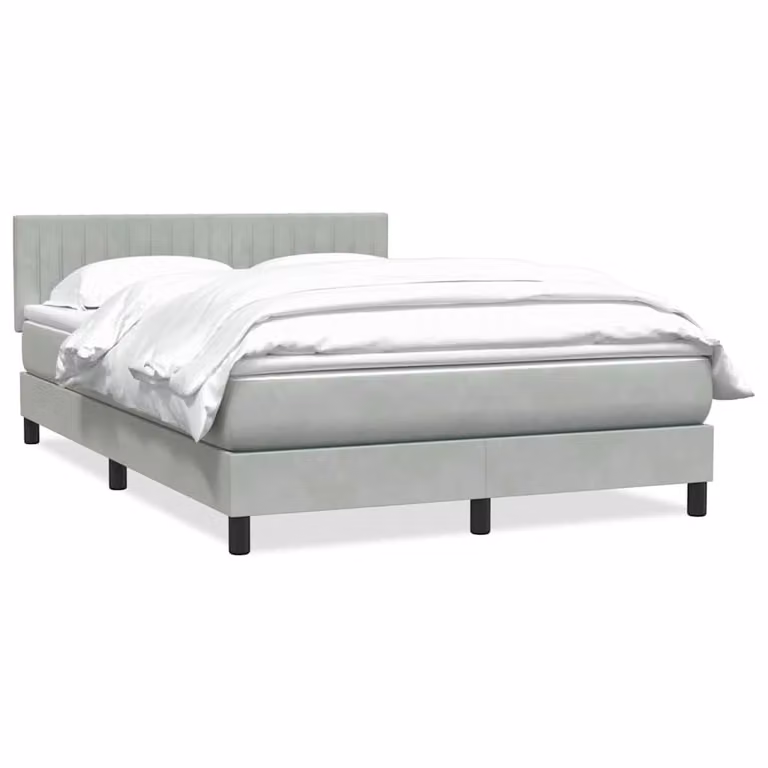 vidaXL Letto Ibrido con Giroletto a Molle e Materasso in Velluto Grigio Chiaro e Bianco L/P/H: 160 x 213 x 88 cm