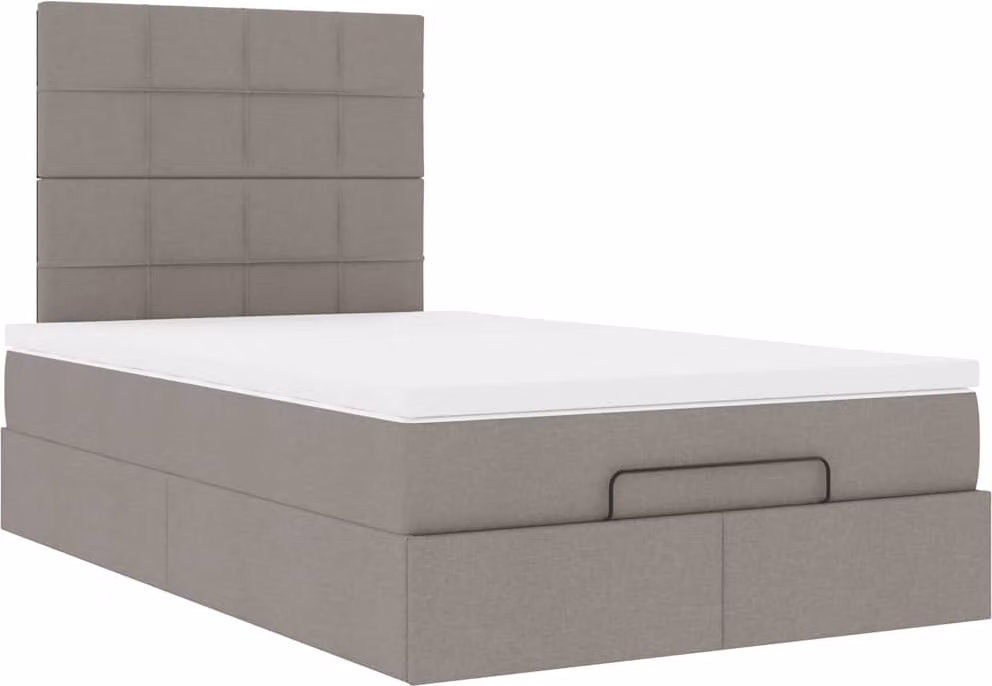 Struttura Letto Pouf con Materasso Tortora 120x200cm in Tessuto