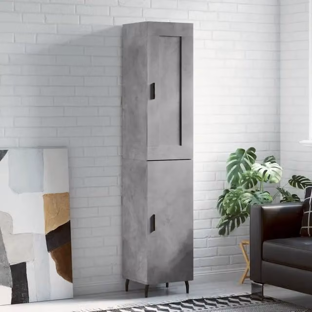 Credenza Buffet Armadio Design Mania Grigio Cemento in Legno e Metallo per Cucina e Soggiorno L/P/H: 34,5 x 34 x 180 cm