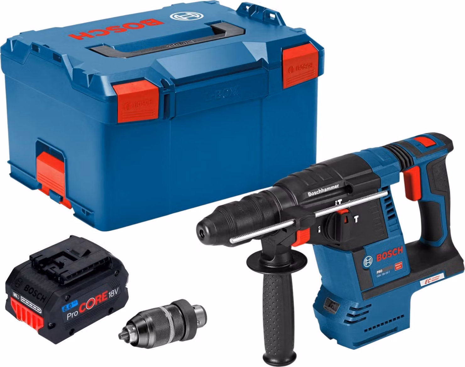 Bosch GBH 18V-26 F Martello perforatore a batteria professionale 18 V 2,6 J SDS plus Brushless + 1x batteria ProCORE 8,0 Ah + L-Boxx - senza caricabatteria