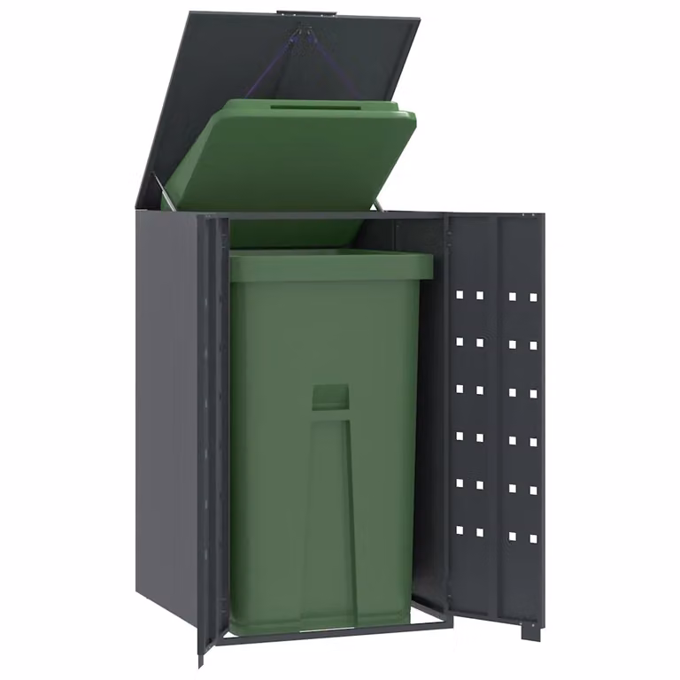 vidaXL Contenitore per Bidoni della Spazzatura Singolo in Acciaio Antracite H: 117 cm, L: 69 cm, P: 79 cm