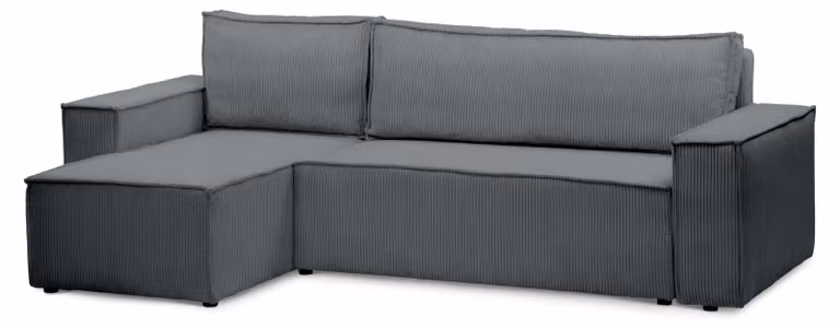 Divano angolare con funzione letto, modello Agi, colore grafite