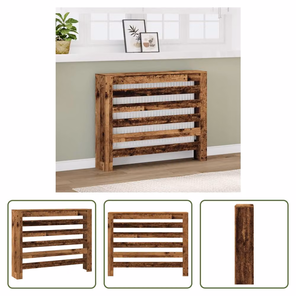 The Living Store Rivestimento per radiatori effetto legno antico 104x20x82 cm materiale a base di legno