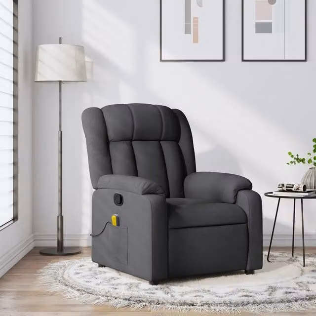 Poltrona relax reclinabile vidaXL in tessuto grigio con braccioli e struttura in legno e metallo