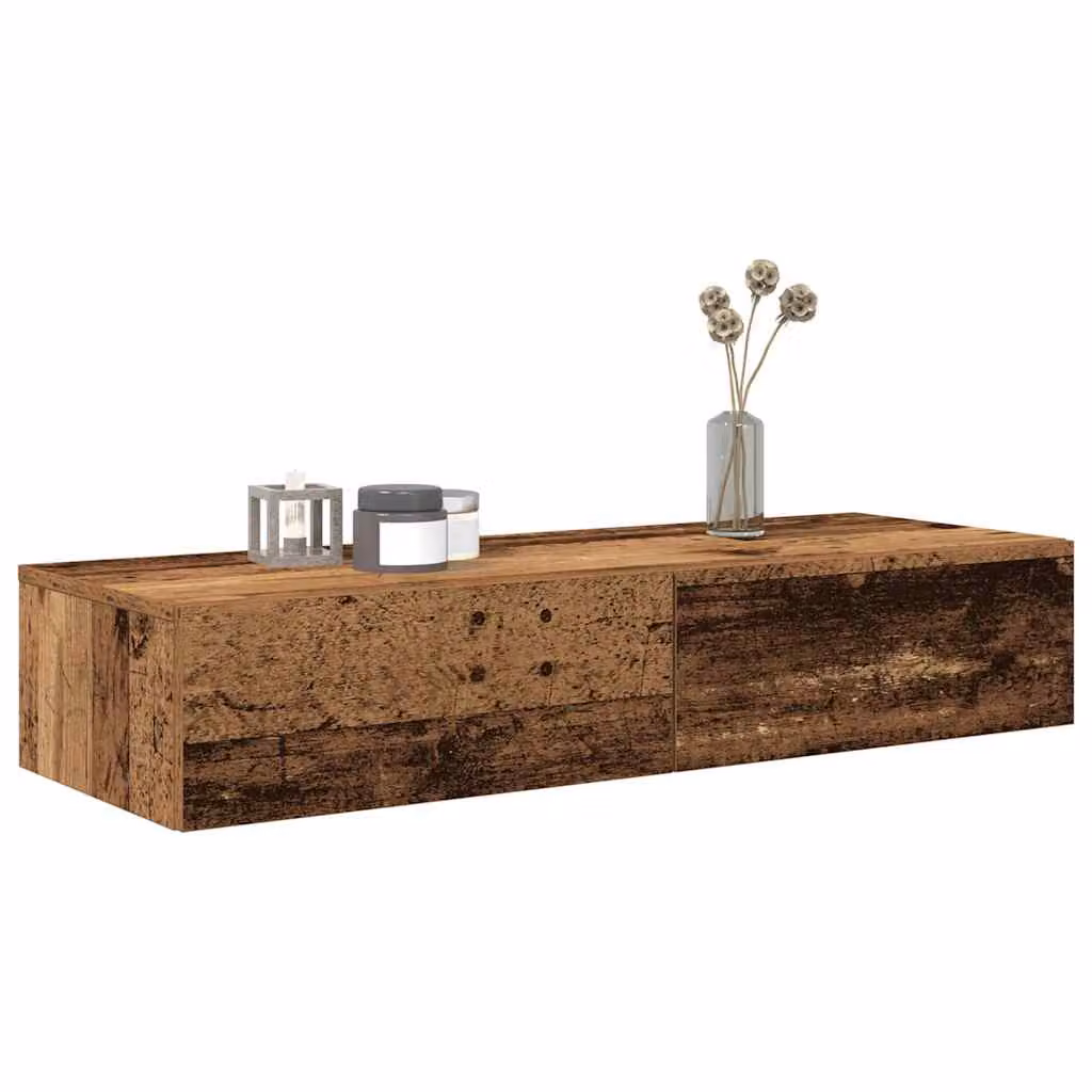 Scaffale a Parete con Cassetti vidaXL in MDF Colore Marrone Antico L 100 cm x P 36 cm x H 19 cm