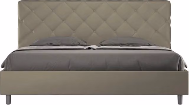 Letto matrimoniale king size BS COM con contenitore imbottito in similpelle beige L/P/H: 180 x 200 x 205 cm