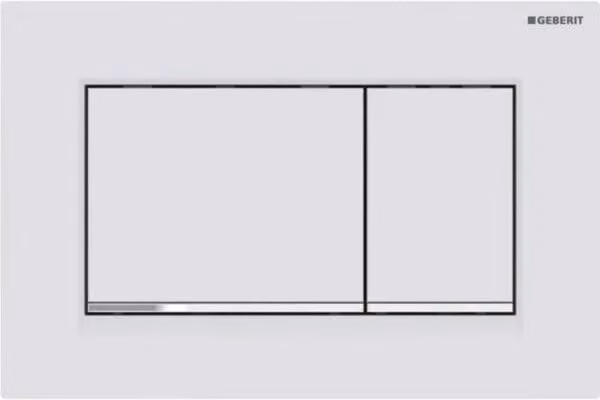 Placca di Copertura 2 Tasti Sigma 30 Geberit Bianco Opaco Bordo Inf Lucido