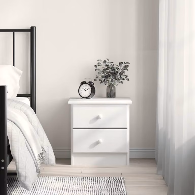 Comodino alto vidaXL in legno massello di pino bianco L 41 cm, P 35 cm, H 41 cm