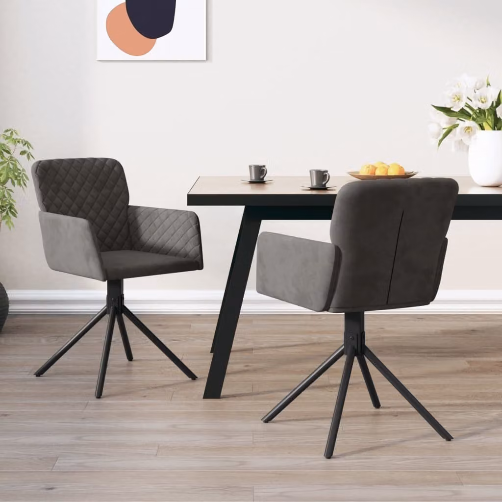 The Living Store Sedie da pranzo 2 pz. Girevoli Velluto grigio scuro