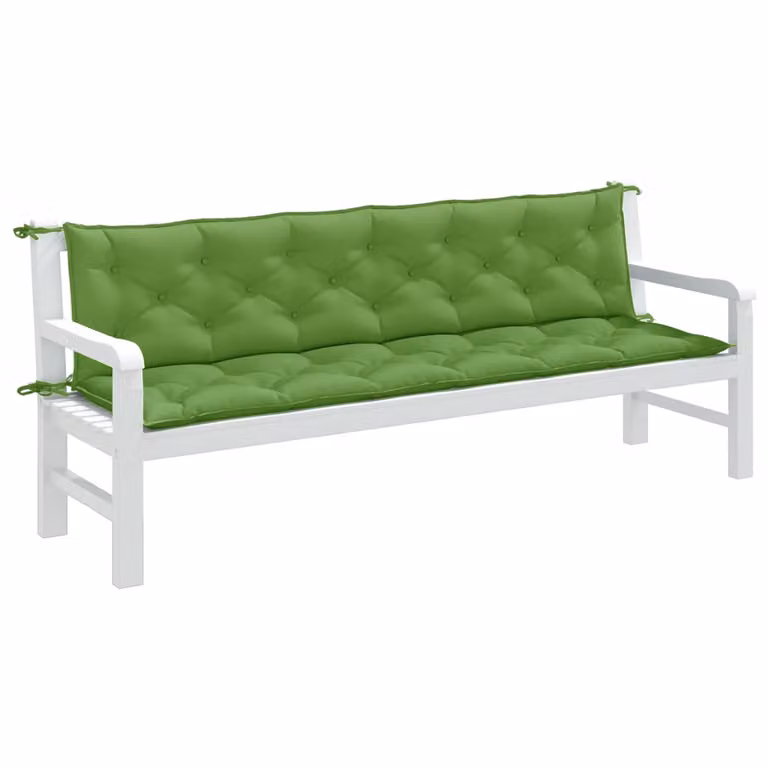 Set di 2 cuscini per panca da giardino vidaXL in tessuto verde mélange, L 200 cm x P 50 cm x H 7 cm, resistenti ai raggi UV e antiscivolo