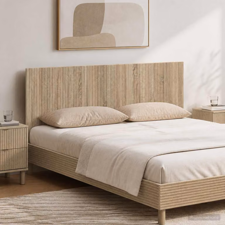 Testiera da muro vidaXL ARNHEM in legno ingegnerizzato Rovere Sonoma con mensola integrata, colore marrone e beige, L: 160 cm, H: 50 cm, P: 13,4 cm