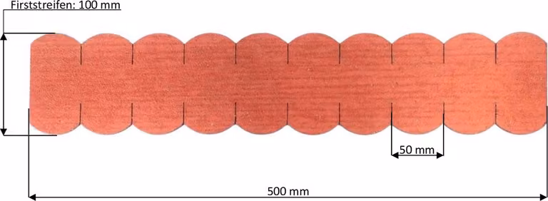 3 strisce di tegole a coda di castoro (50 mm) - colmo rosso