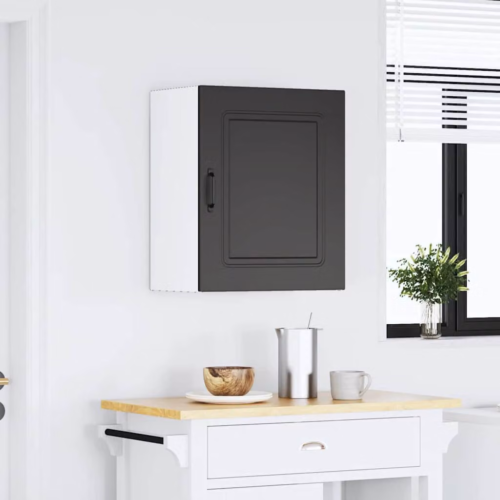 Pensile da cucina moderno vidaXL Kalmar in legno nero opaco L: 60 cm, H: 31 cm, P: 20 cm