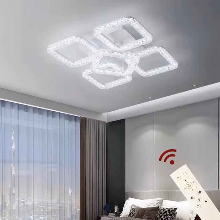 Lampada da soffitto a LED DF-4+1 Apparecchio di illuminazione a soffitto da 54 cm Lampada con telecomando Colore della luce/luminosità regolabile Lampada da soffitto dimmerabile Lampada da soffitto a LED