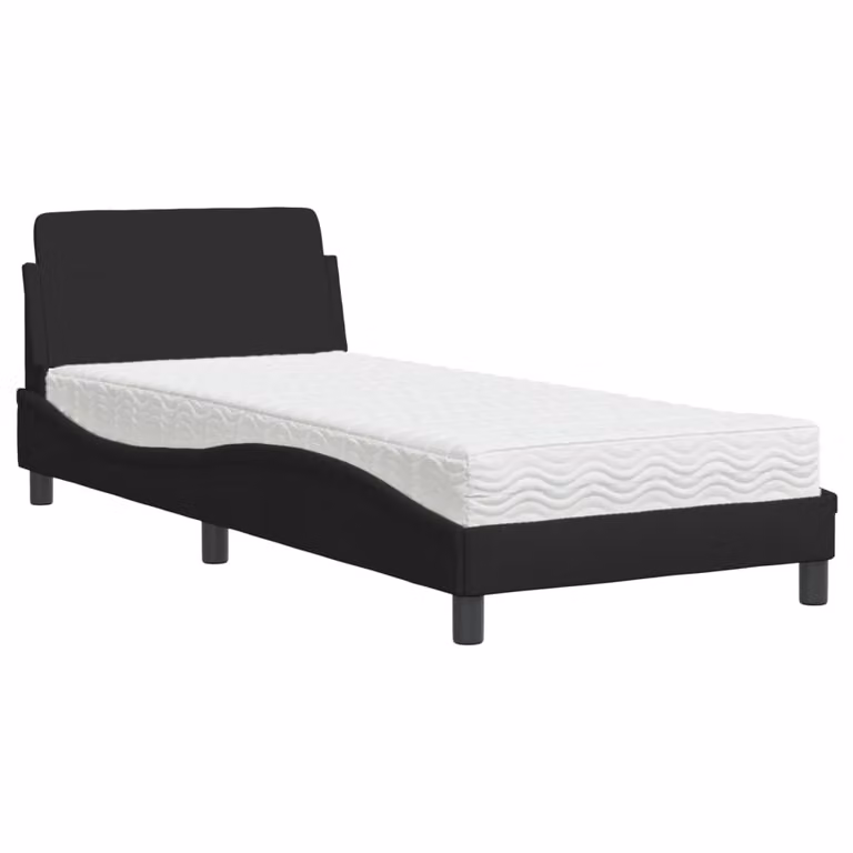 Letto con Materasso Dover Nero 90x190 cm in Tessuto