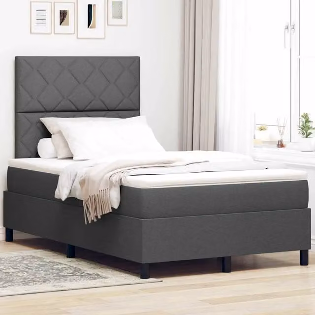 Letto a molle con testiera vidaXL in tessuto grigio con molle a tasche L/P/H: 120 x 200 cm