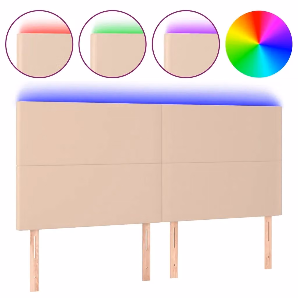 Testiera con LED Design Mania in similpelle color beige, L: 200 cm, P: 5 cm, H: 118/128 cm – 2