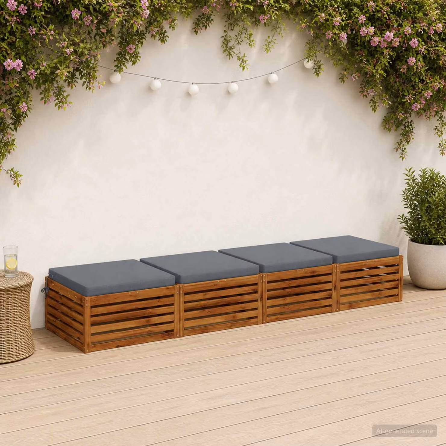 Set di 4 cuscini per sedia vidaXL SOEST in poliestere blu con rivestimento lavabile e resistente ai raggi UV