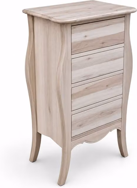 Cassettiera classica in legno grezzo con 4 cassetti Mobili 2G L/P/H: 62 x 42 x 105 cm